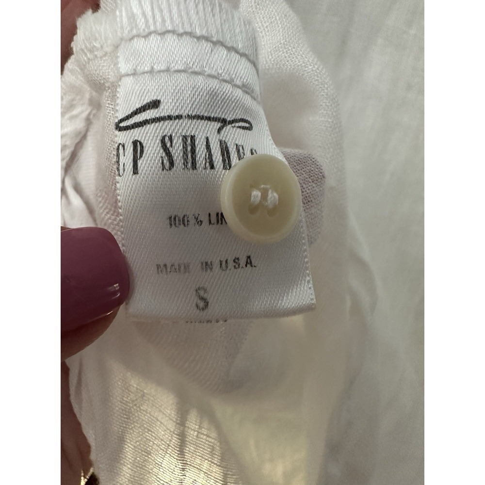 CP SHADES Top White 100% Linen Small Pocket Buttoned Shirt Tunic #AAA3-4 - Picture 4 of 8